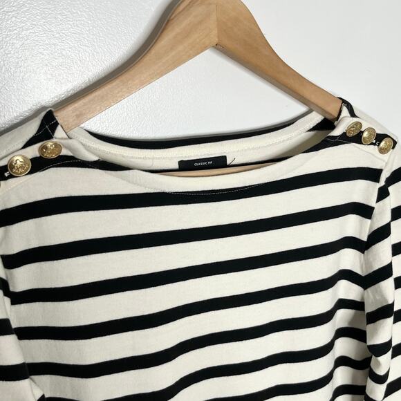 J. Crew Mariner Cloth Mini Shirt Dress XS Cream Black Stripe Nautical Coastal - Picture 6 of 10